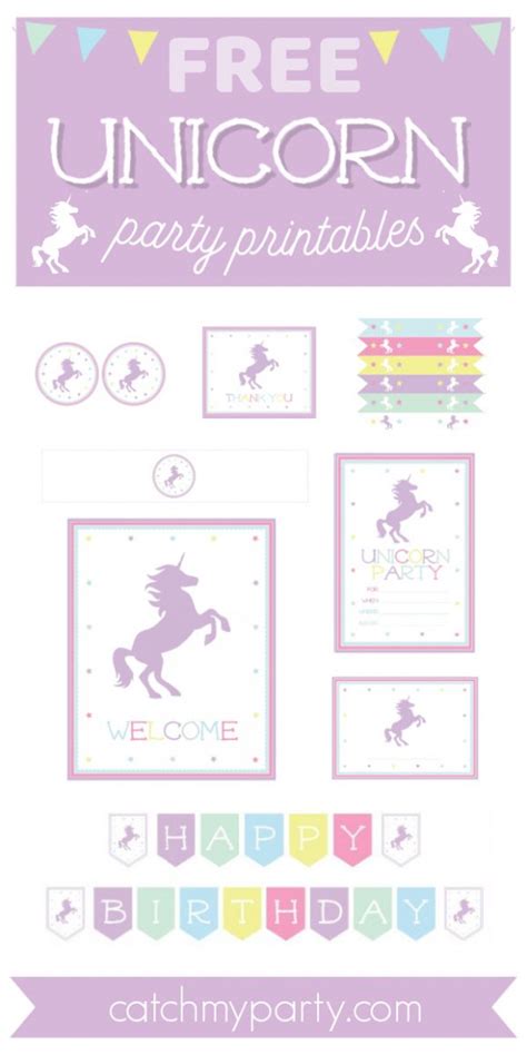 Unicorn Birthday Party Free Printables