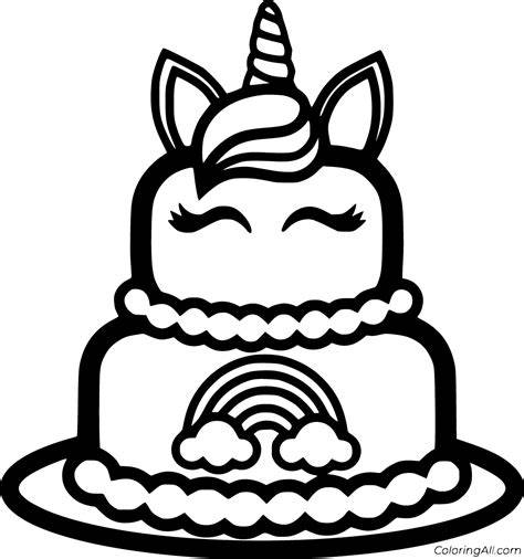Unicorn Cake Coloring Pages Printable