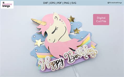 Magical Delights Await: Transform Your Cake with Enchanting Unicorn Topper SVGs!