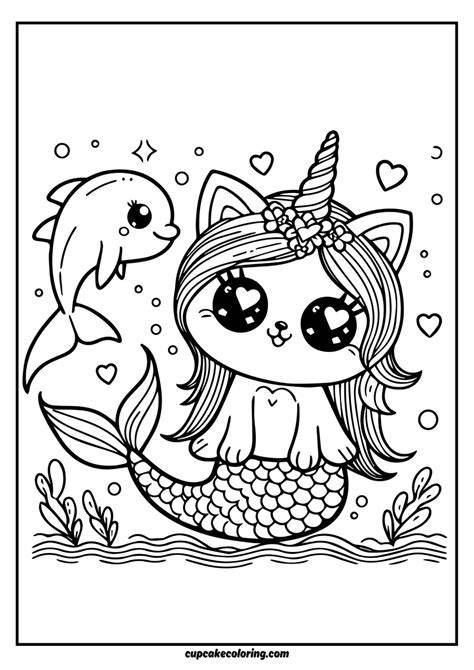 Unicorn Cat Mermaid Coloring Pages