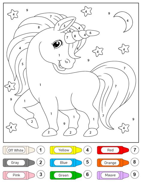 Unicorn Color By Number Free Printable
