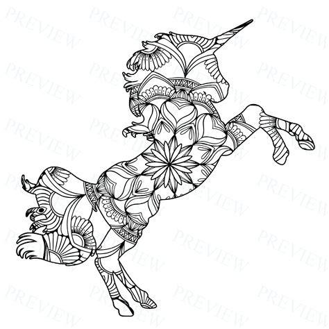 Unicorn Coloring Pages Mandala
