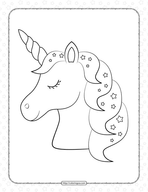 Unicorn Head Coloring Pages