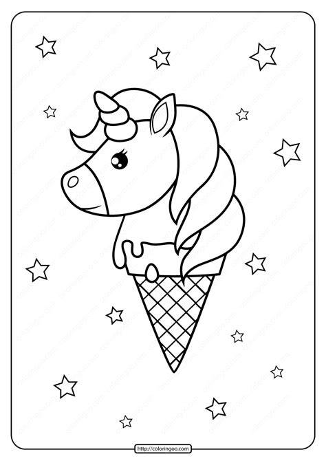 Unicorn Ice Cream Coloring Pages