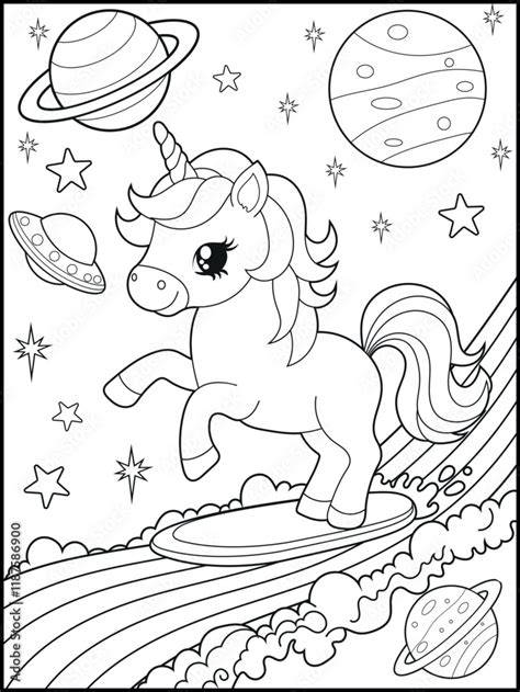 Unicorn In Space Coloring Pages