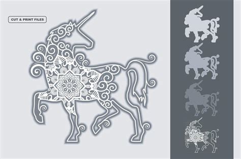 Download Unicorn Mandala Vector 3D Layered