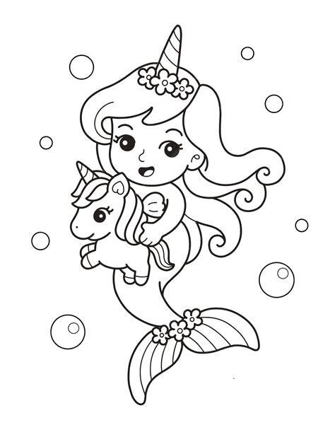 Unicorn Mermaid Coloring Page