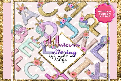 Download Unicorn Monogram Lettering Alphabet Files Free PSD Mockups