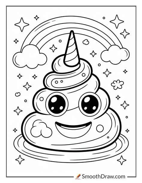 Unicorn Poop Emoji Coloring Pages