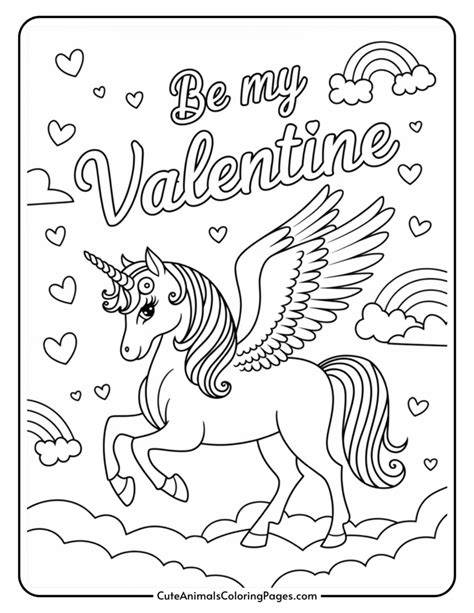 Unicorn Valentine Coloring Pages