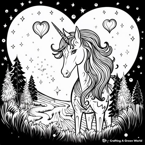 Unicorn With Heart Coloring Pages