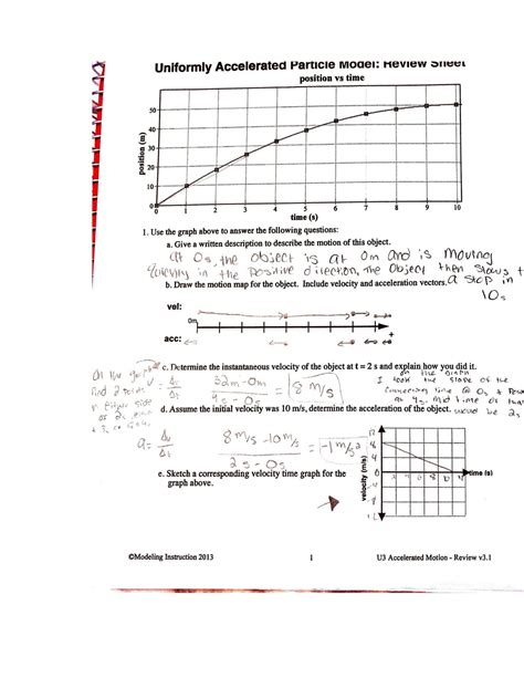 Uniformly Accelerated Particle Model Worksheet 4