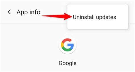 Uninstall Google App Updates