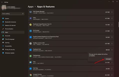 Uninstall Microsoft Store Apps via Settings
