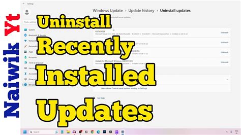 Uninstall Recently Installed Windows 11/10 Updates