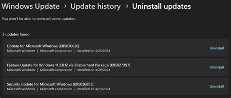 Uninstall Specific Updates