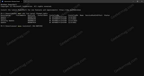 Uninstall Updates Using Windows Terminal