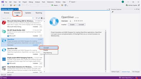 Uninstall old extensions