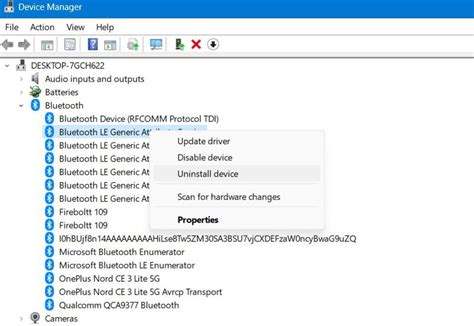 Uninstall the Bluetooth Device From Device Manager