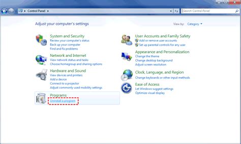 Uninstalling Via Control Panel