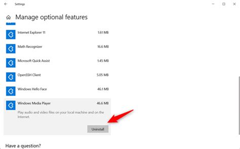 Uninstalling Windows Media Player from Windows 7