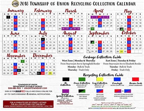 Union Township Recycling Calendar