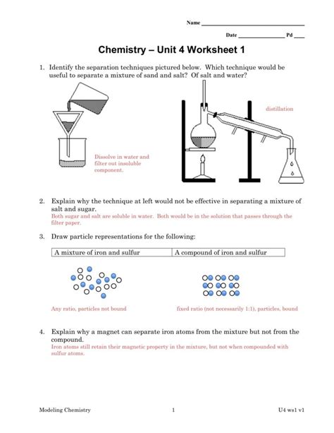 Unit 4 Worksheet 4 Chemistry