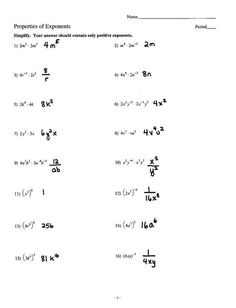 Unit 6 Exponents And Exponential Functions Worksheet Answers