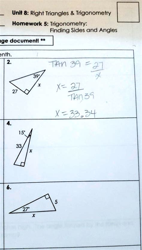 Unit 8 Right Triangles And Trigonometry Homework 5 Answers Key