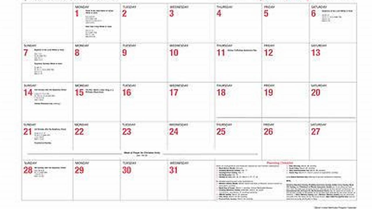United Methodist Program Calendar 2024