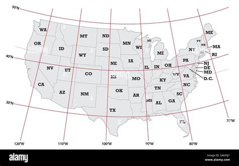 United States Longitude And Latitude Map