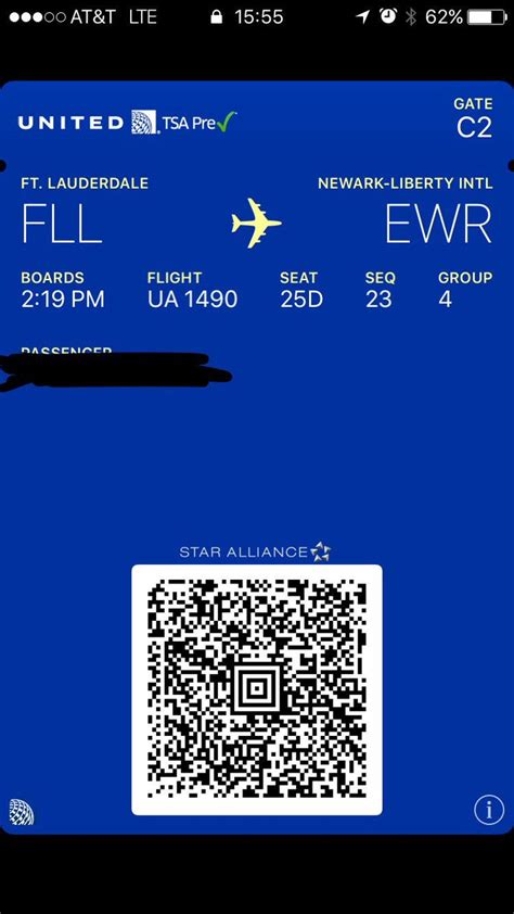 United Airlines App mobile boarding pass