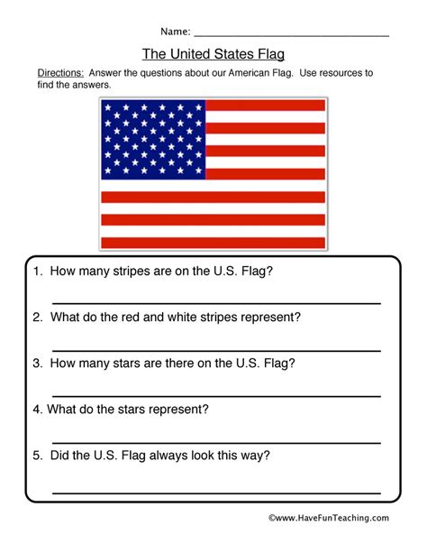 United States Flag Worksheet