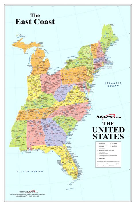 United States Map Of East Coast