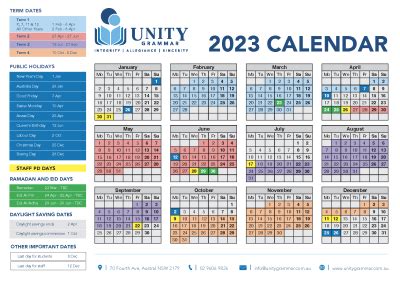 Unity Academic Calendar