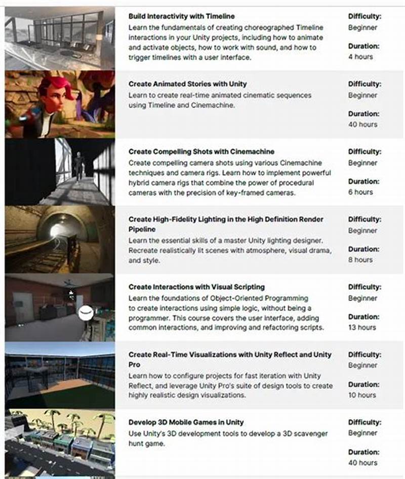 Unity Course Catalog