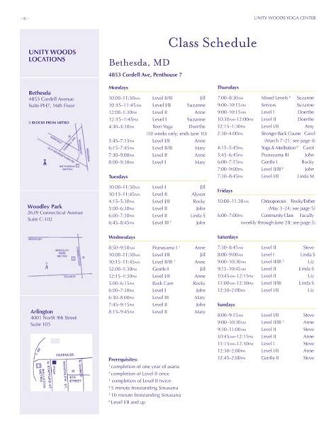 Unity Printable Schedule