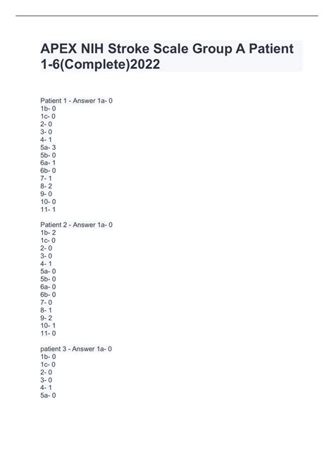 Unlocking Apex Innovations NIHSS Test Answers: Group A Insights Revealed!