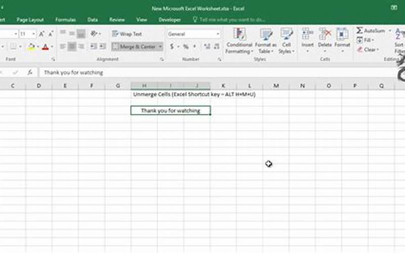 Unmerge Cells Shortcut In Excel