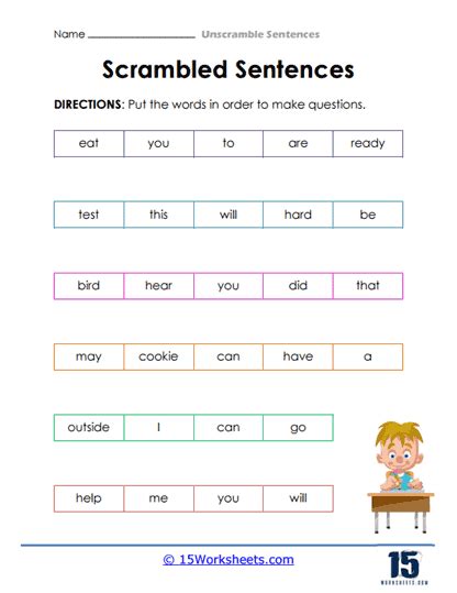 Unscramble The Sentence Worksheet