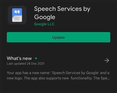 Update Speech Services by Google