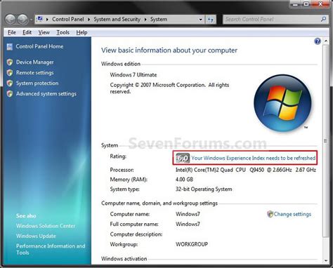 Update Windows Experience Index