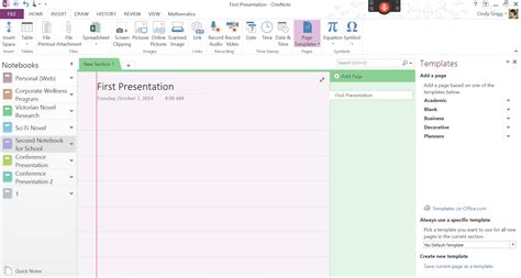Updated Page Template Options for Microsoft OneNote
