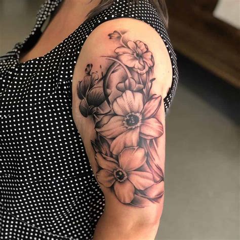 Upper Arm Flower Tattoo