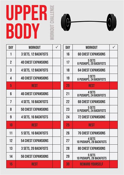 Upper Body Workout Weekly Routine