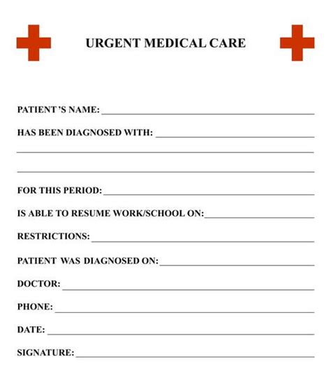 Urgent Care Note Template