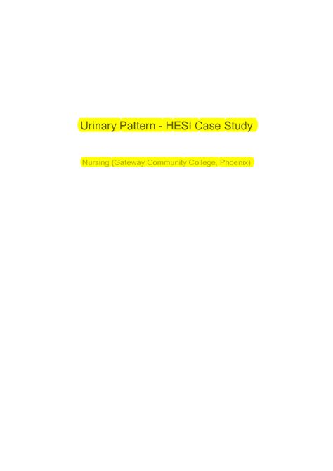 Urinary Patterns Hesi Case Study