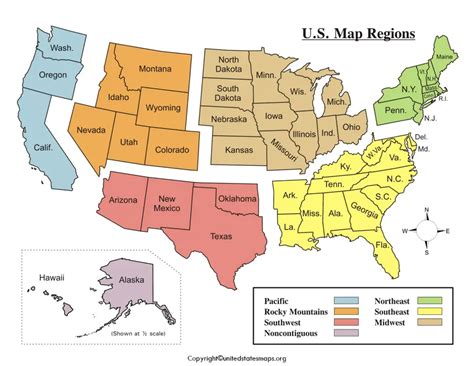 Us Regions Map Printable