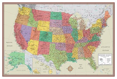 CoolOwlMaps United States Wall Map Poster with State Flags
