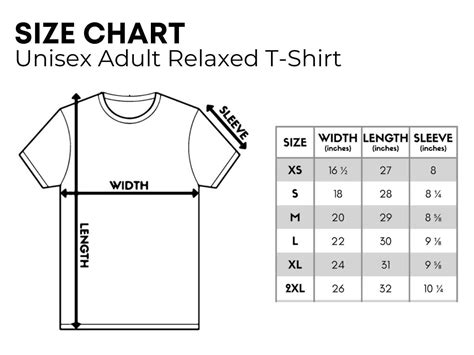 Us Size Chart T Shirt